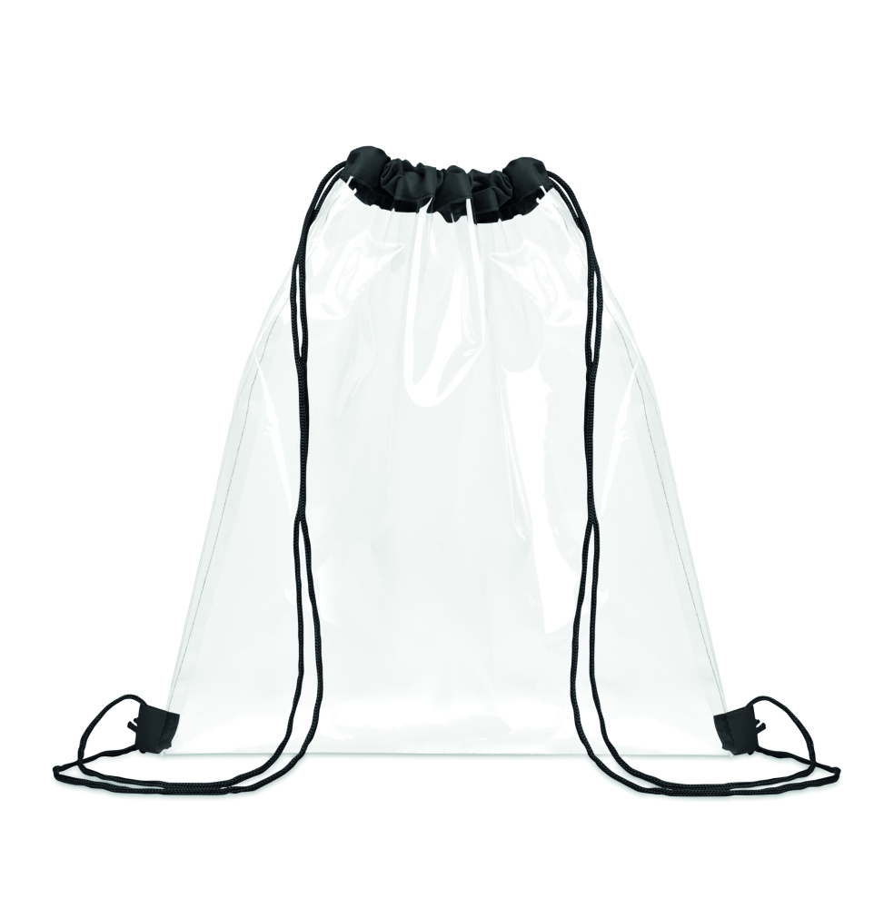 Logo trade promotional giveaway photo of: Transparent drawstring bag