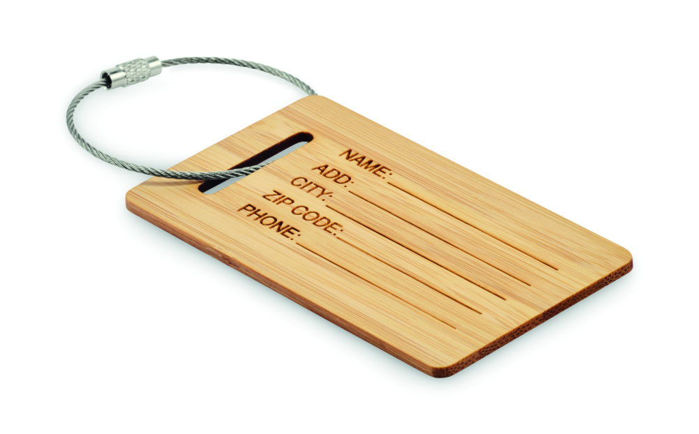Logo trade promotional items image of: Bamboo luggage tag