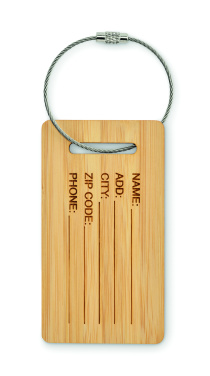 Logo trade business gifts image of: Bamboo luggage tag