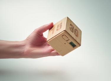 Logo trade advertising products image of: Bamboo twist snooze timer