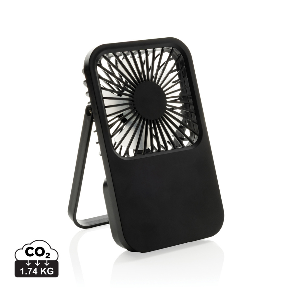 Logo trade advertising products image of: Aervina RCS recycled plastic re-chargeable desk fan