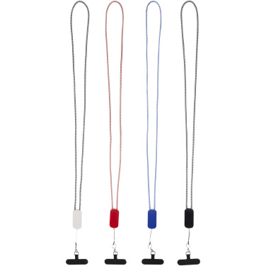 Logotrade advertising product image of: Anser recycled plastic smartphone lanyard with 27W 5-in-1 built-in cable