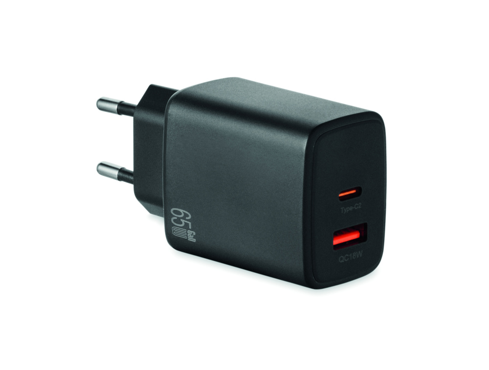 Logo trade corporate gifts image of: EU 2-pole wall adapter/charger