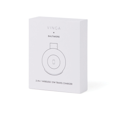 Logo trade promotional gift photo of: VINGA Baltimore RCS 2-in-1 Wireless 15W Travel Charger