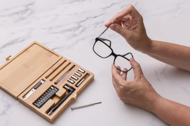 Logo trade reklaamkingitused foto: Carvine 21 tk bambusest tööriistade komplekt