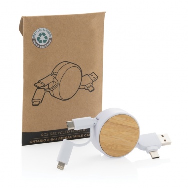 Logotrade reklaamtoote foto: RCS taaskasutatud plastist Ontario 6-in-1 sissetõmmatav kaabel