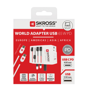 Logotrade reklaamtooted pilt: SKROSS World Travel Adapter MUV 65W PD USB C kaabliga