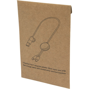 Logotrade firmakingid pilt: Chechia viis-ühes taaskasutatud plastist kiirlaadimiskaabel bambusdetailidega