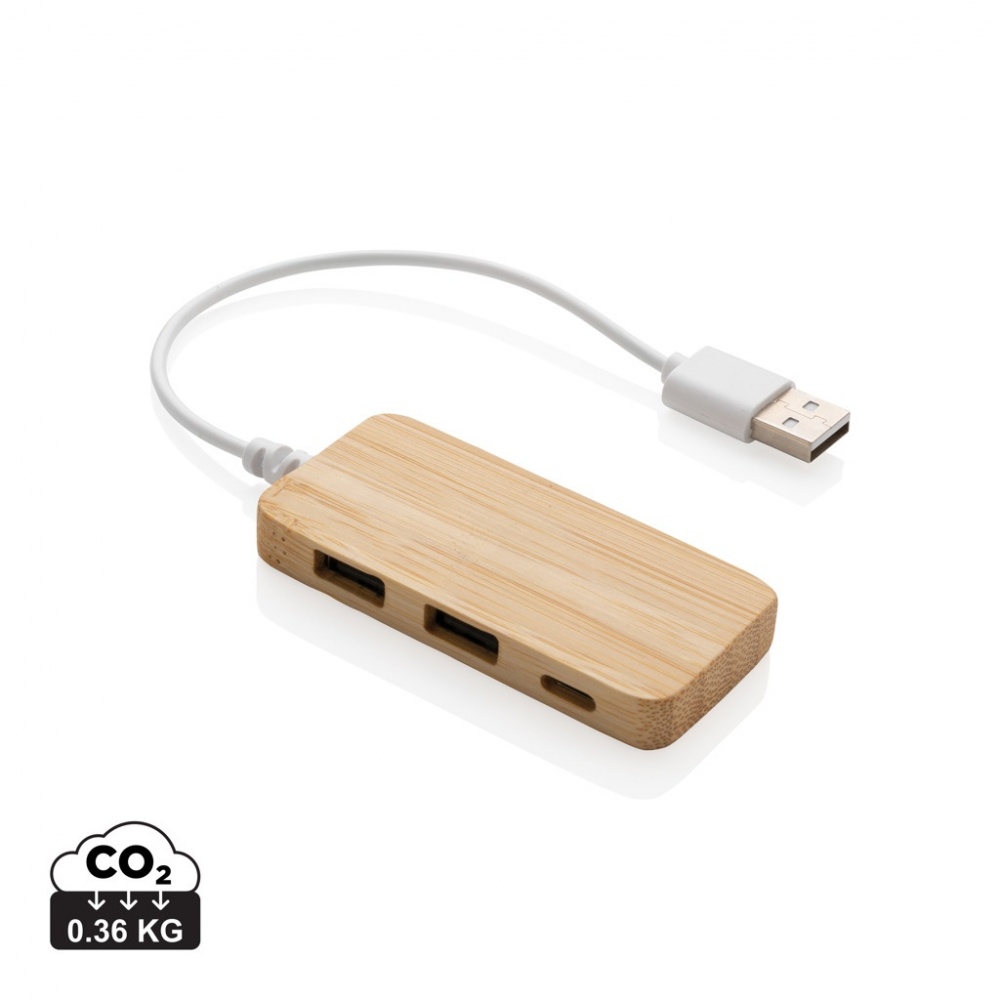 Logotrade mainoslahjat kuva: Bambuinen USB tyypin C hub