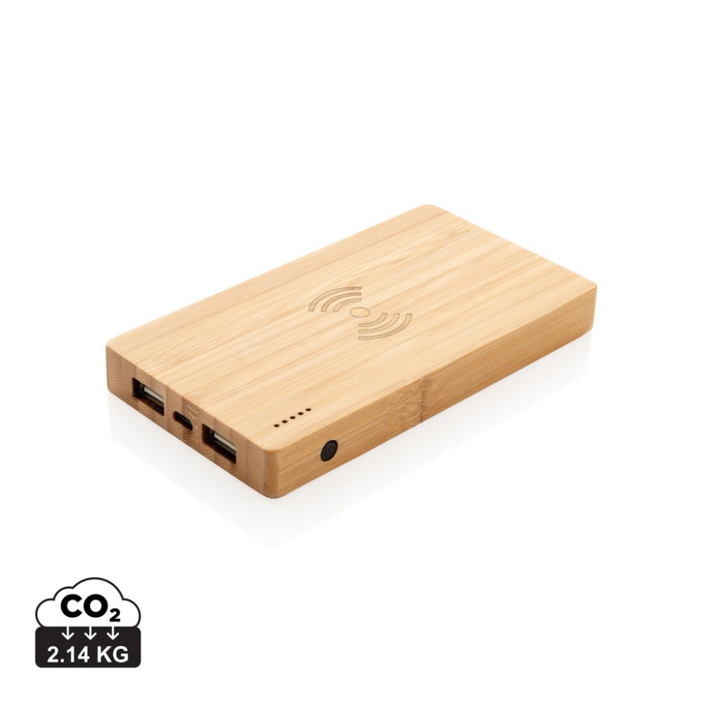 Logotrade liikelahja tuotekuva: Bamboo 4000 mAh:n langaton 5W varavirtalähde