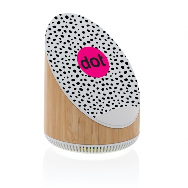 Logo trade mainoslahjat tuotekuva: Ovate bambuinen 5W kaiutin 15W langattomalla laturilla