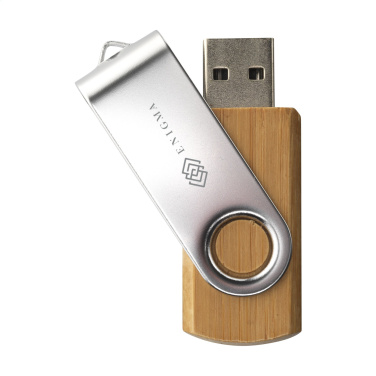 Logo trade liikelahja mainoslahja tuotekuva: USB Twist Bamboo varastossa 8 Gt