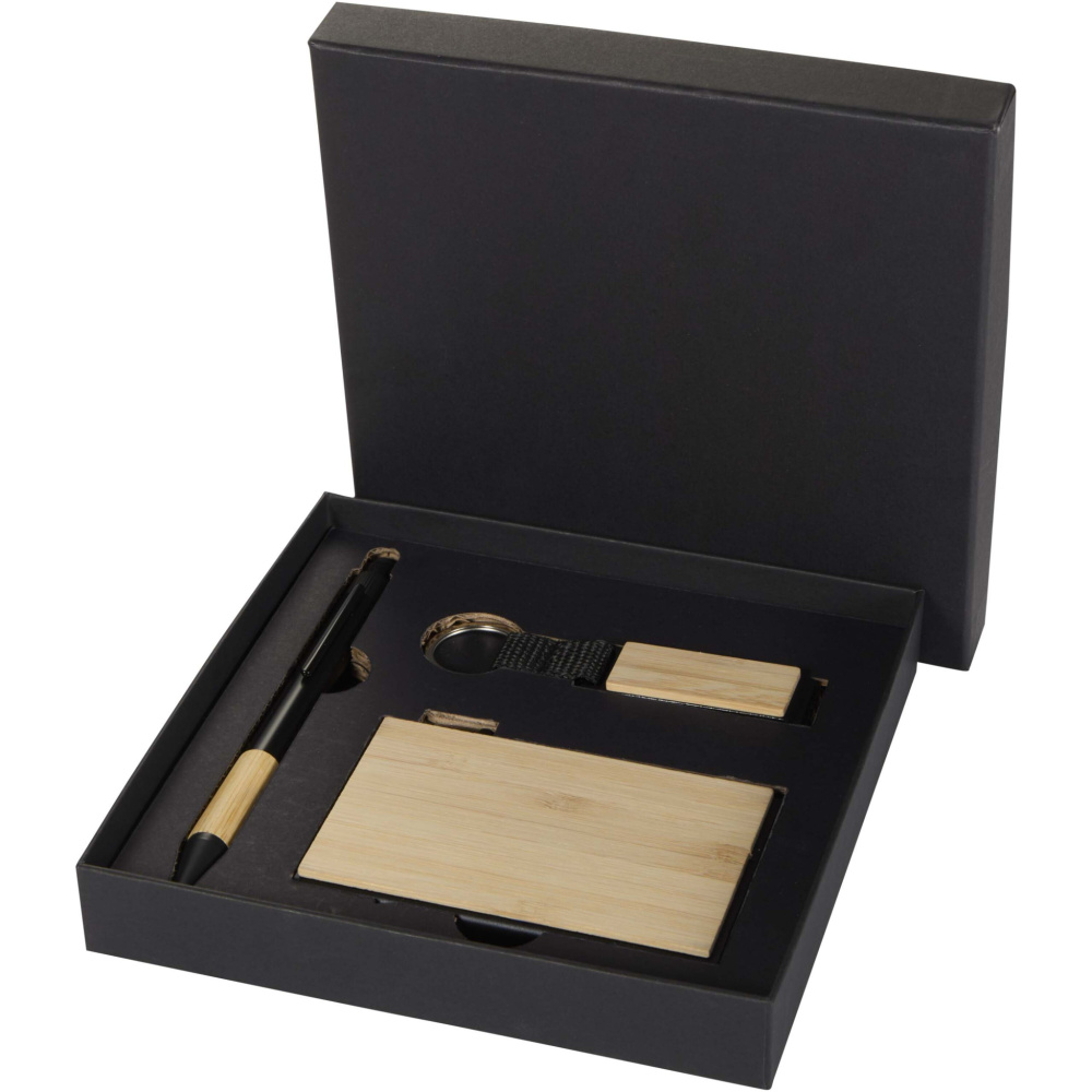 Logo trade liikelahjat mainoslahjat kuva: Minka RCS-kierrätetystä alumiinista valmistettu kuulakärkikynän, avaimenperän ja RFID-korttikotelon lahjasetti