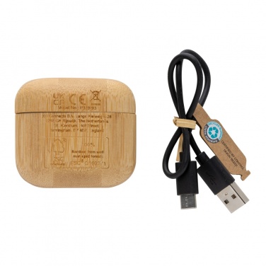 Logotrade dovana nuotrauka: Bambukinės TWS ausinės su RCS perdirbtu plastiku