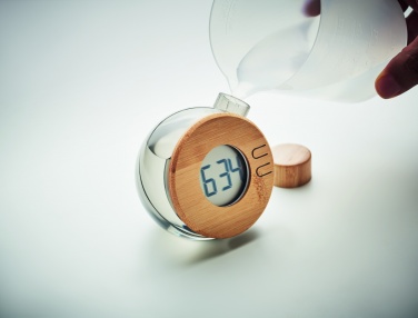 Logotrade reklaminiai produktai nuotrauka: Vandeniu varomas bambuko LCD laikrodis