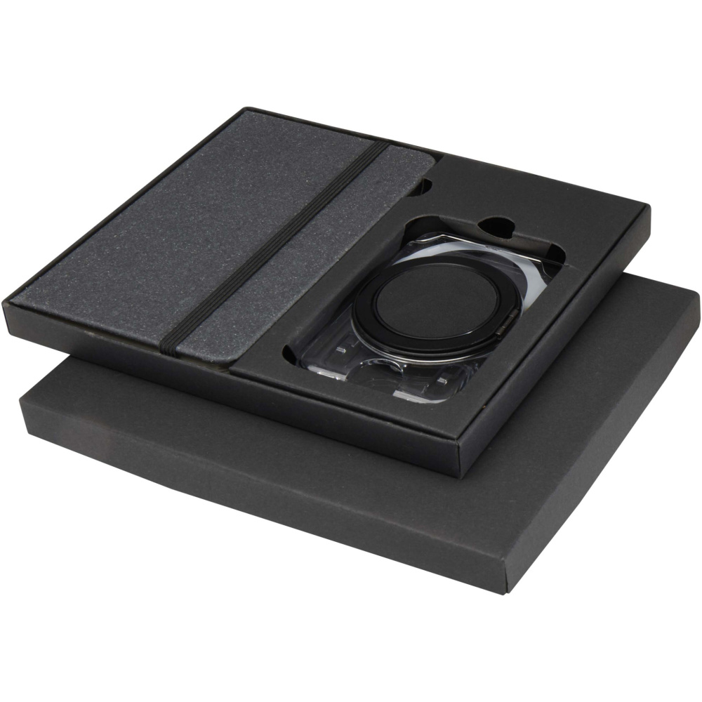 Logotrade firminės dovanos nuotrauka: „Kern“ A6 formato kietų viršelių užrašinės ir „MagSafe“ piniginės dovanų rinkinys