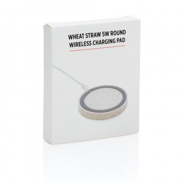 Логотрейд pекламные подарки картинка: Круглая беспроводная зарядная панель Wheat Straw 5 Вт