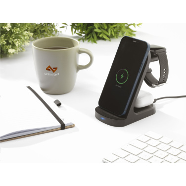 Логотрейд pекламные подарки картинка: Подставка для беспроводной зарядки Triple-Up RCS из переработанного АБС-пластика