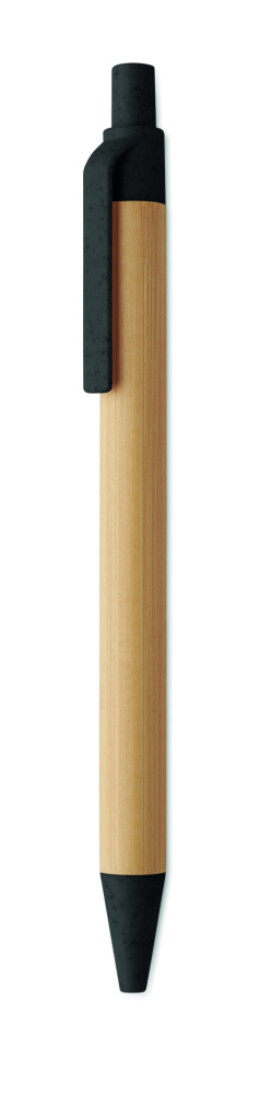Лого трейд pекламные подарки фото: Push button ball pen in bamboo