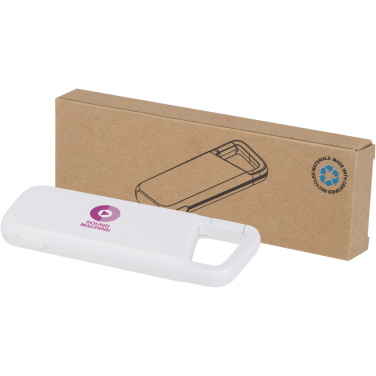 Логотрейд pекламные cувениры картинка: Водонепроницаемый внешний аккумулятор Alkes 5000 мАч 12 Вт из переработанного пластика с карабином