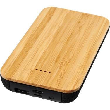 Logotrade presentreklam bild: Framtida bambu/tyg 6 000 mAh trådlös powerbank