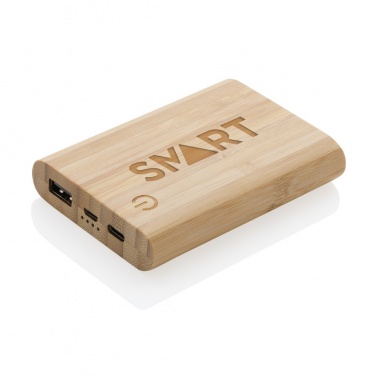 Logotrade profilreklam bild: 5.000 mAh powerbank i bambu