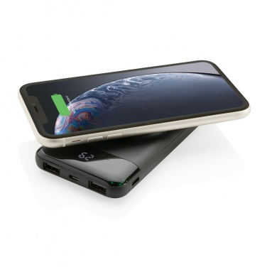 Logotrade reklamprodukter bild: 10.000 mAh trådlös powerbank med klockladdare