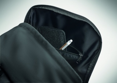 Logotrade profilprodukter bild: En 15-tums laptopryggsäck tillverkad av återvunnen förkonsumentbomull med anpassningsbar tryckning