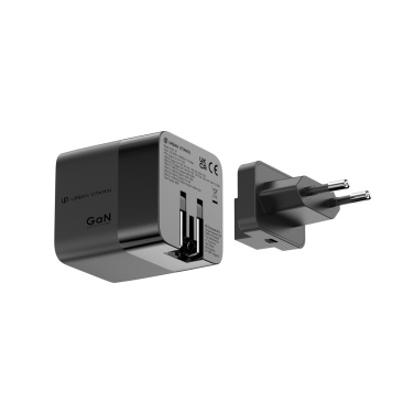Logotrade profilprodukter bild: Urban Vitamin Mendocino 65W GaN-laddare med utdragbar kabel